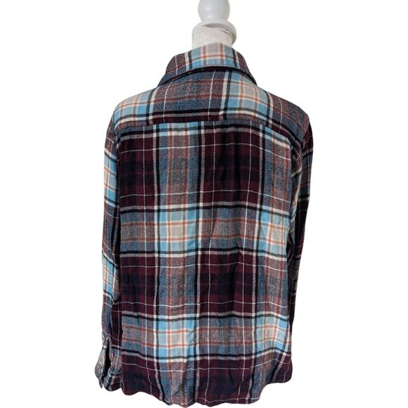 Aventura Knit Plaid Maroon Blue Knit Button Up XL - Picture 2 of 8